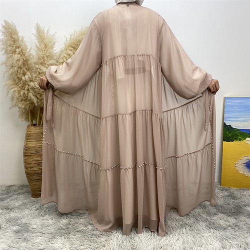 Dubai Abaya Abierto Mujeres Musulmanas Cárdigan Maxi Vestido Cuentas Caftán Vestido Árabe Vestidos - Imagen 36 de 66