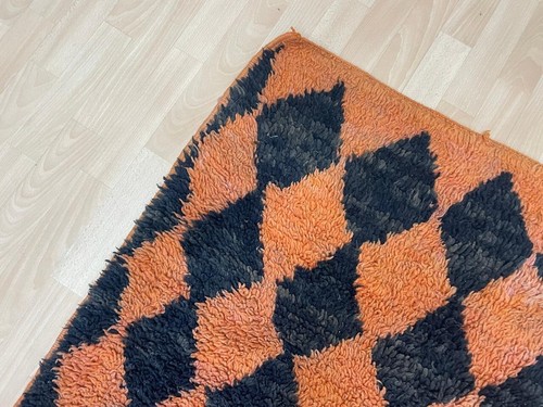 3’3ftx6’10ft Black/orange Handwoven Hand-knotted Wool Area Rug Moroccan Carpet - Picture 4 of 15