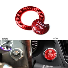2Pcs Red Carbon Fiber Engine Start Push Button Cover For Infiniti Q50 Q60 14-19