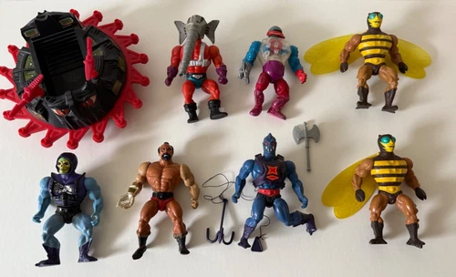 Vintage 1980's Mattel He-Man MOTU ROTON ASSAULT VEHICLE & 7 ACTION FIGURES