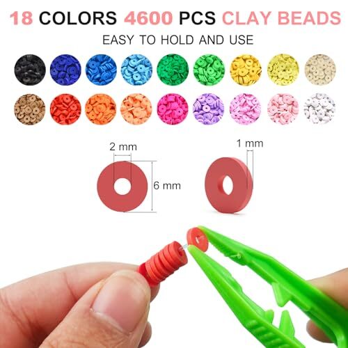 Redtwo 5100 Clay Beads Bracelet Making Kit, Flat Preppy Beads for 18