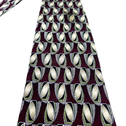 Louis Roth Silk Tie Brown Print Wide Geometric - Picture 2 of 6