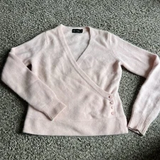 THE LIMITED Sweater Lambswool Angora Blend Sz L Baby Pink Y2K 90s V-neck Vintage