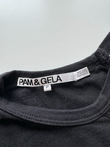 PAM & GELA Black Cotton Blend Jersey Cut-Out Crew Neck T-Shirt, Size P/XS - Picture 10 of 11