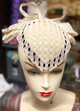 vintage raffia straw millinery one size ivory hat 1pc