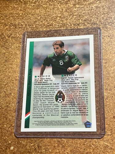 1993 Upper Deck World Cup English/Spanish Preview #38 Alberto Garcia Aspe Mexico - Picture 2 of 2