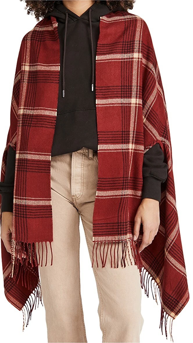 Madewell Buffalo Check Cape Scarf Alberta Plaid Sq Scarlet