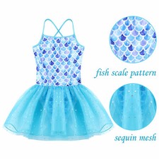 US Kids Girl's Mermaid Ballet Dance Tutu Dress Gymnastic Leotard Fancy Costume