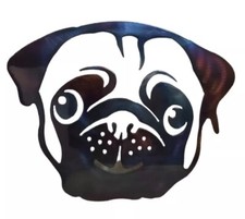 Metal Lasor Cut Pug Puppy Dog Face Sign Metal Wall Art Home Decor 10"x7"