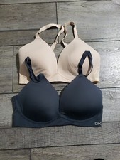 Dkny Ladies 2 Pack Wireless Microfiber Plunge Bra In Ink / Sand Sz S