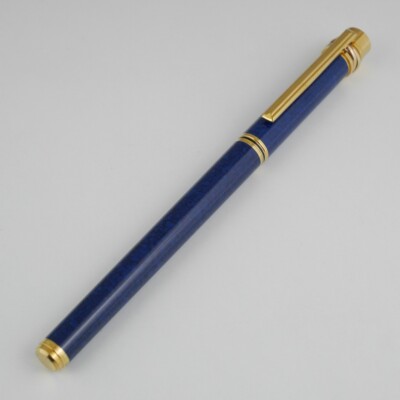 Cartier must Marble Blue Lacquer Fountain Pen EF (used) FREE