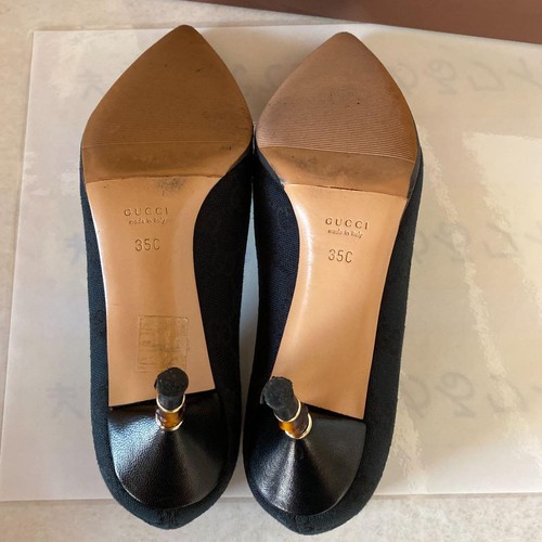 GUCCI decolte tacco GG tela nero EU35 US5 Giappone F/S USATO - Foto 24 di 24