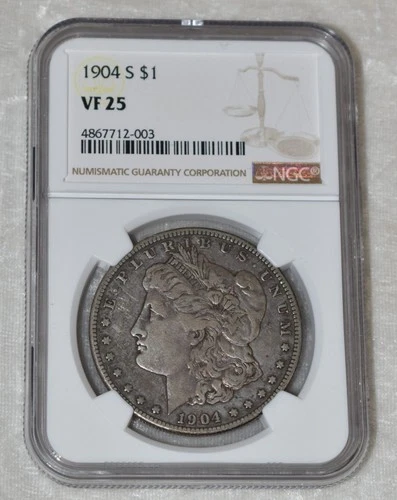 1904 S MORGAN 90% SILVER ONE DOLLAR $1 NGC VF 25 VF25 NEW ORLEANS MINT USA COIN