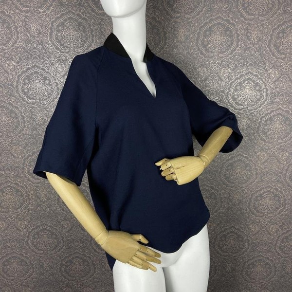 Women COS Shirt Navy Wool 36