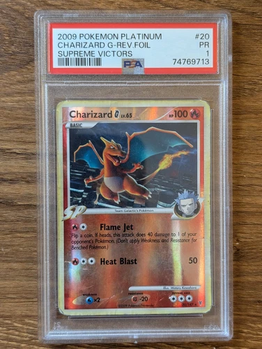 2009 Pokemon Platinum Supreme Victors PSA 1 Charizard G-Reverse Foil Holo POOR