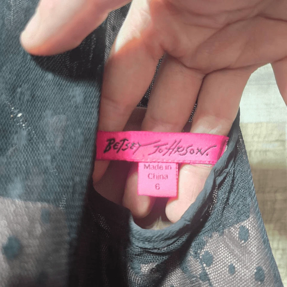 Mini cóctel Betsey Johnson negro sin mangas lunares ilusión ajuste y acampanado D Foto 4 de 4