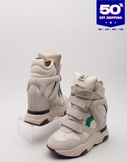 PVP €495 ISABEL MARANT Zapatillas de Cuero US10 EU40 UK7 Cuña Hechas en Portugal