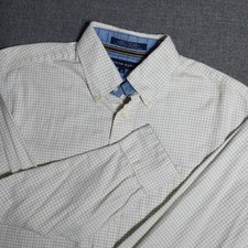Men's Tommy Hilfiger Long Sleeve Button Down Cream Ivory Check Shirt Medium