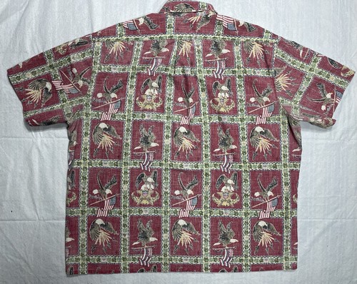 VTG Reyn Spooner Dietrich Varez Hawaiian Shirt American Flag AOP Eagle Sz 3XL - Picture 4 of 5