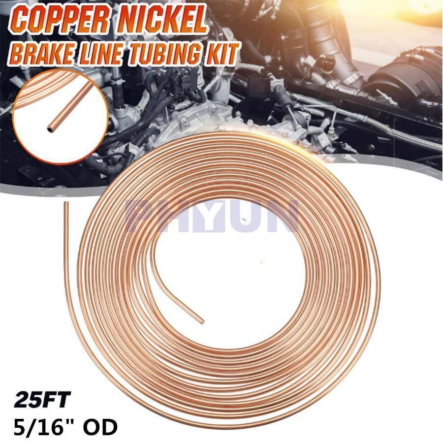 7.62M 25 Ft Coil Roll 5/16 O.D. Brake Fuel Line Tubing Steel Zinc