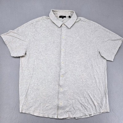 Vince Pima Cotton Heather Gray Short Sleeve Button Down Shirt Plus Size XXL