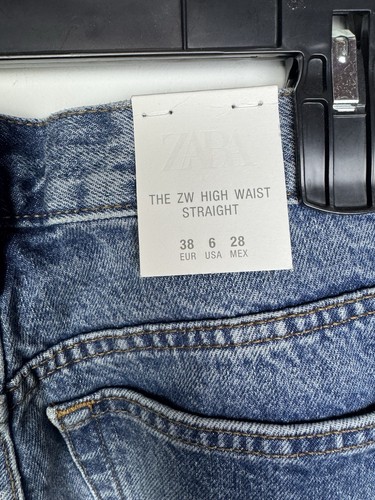 Zara The ZW High Rise Straight Leg Medium Wash Jeans Size 6 NEW - Picture 5 of 6