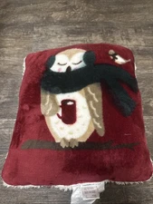 Essential Home Throw Owl with Coffee and Scarf Throw Pillow. Winter Holiday