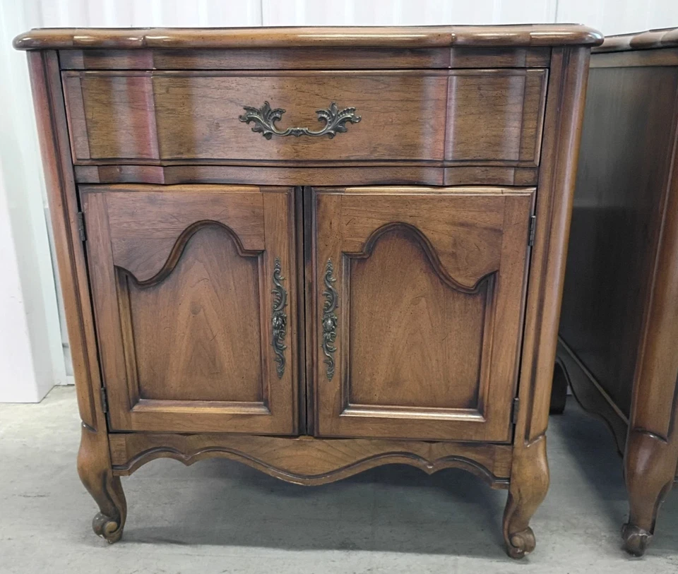 French Provincial Style Nightstands / End Tables by White Furniture Co. - Walnut - Image 2 of 4