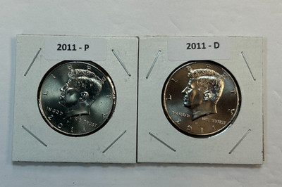 2011 P & D UNC Clad Kennedy Half Dollar Set in CB Flips -Free Shipping