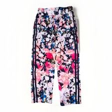 Art Class Floral Flat Front Pants Girls Sz M 7/8 Pull On Lounge Stripes