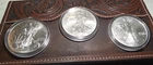 (3) American Silver Eagle Dollars 2012, 2016 & 2024 Capsuled Coins BU ASE 🇺🇸
