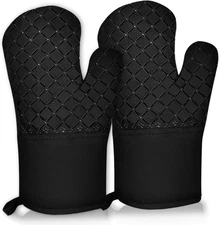 500°F Heat Resistant Oven Mitts Set with Pot Holders & Silicone Brush, Non-Slip