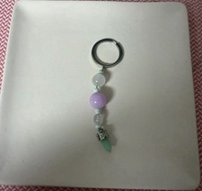 Handmade Beaded Keychain and Purse Charm with Silver Accents