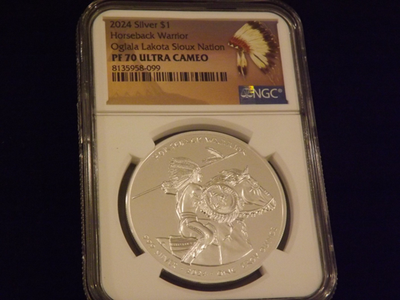 #ad #ad 2024 Oglala Lakota Sioux Nation Horseback Warrior NGC PF 70 $439.45