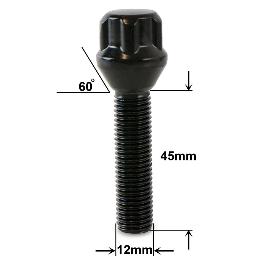 Black 45mm Locking Bolts For BMW 3 Series E Series - Use with Wheel Spacers - Image 3 of 4
