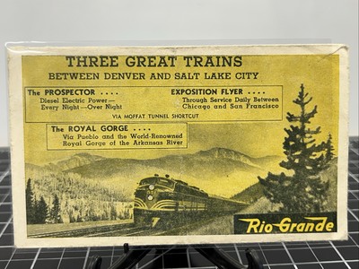1940er Rio Grande Zug Denver SLC Royal Gorge Englewood Ticket Umschlag Karte Kerr