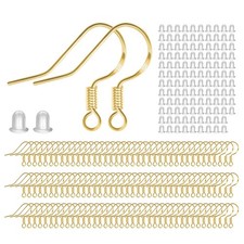 925 Sterling Gold Earring Hooks 120 PCS/60 Pairs Hypoallergenic Ear Wires Fis...