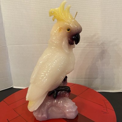 Vintage Cockatoo Parrot Bird Wax Candle 1980s Whimsical Realistic Never Burned