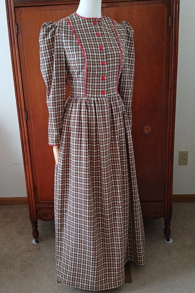 Новый XS Tartan пионер платье исторический костюм для Хэллоуина Ol West викторианский пионер - Изображение 4 из 4