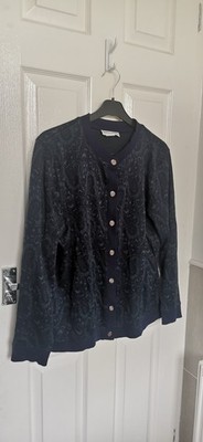 Cathy Daniels Vintage Cottagecore Damen Grün & Marine Paisley Strickjacke