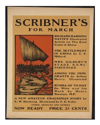 Vintage Scribner's March Poster Wandbild - Maritime Szene Wohndeko