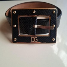 Dolce&Gabbana Men DG Logo Rhinestones Buckle Belt Black 85cm/34inch Luxury Italy