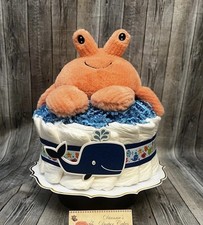 Crab Baby Diaper Cake Shower Gift Centerpiece Newborn Present Under The Sea
