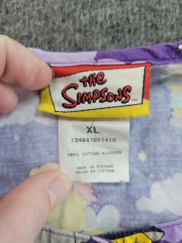 The Simpson's Purple Halloween Scrub Top Sz XL Treehouse Of Horror Fun 2003 Y2K - Picture 2 of 14