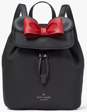 Kate Spade Disney Minnie Mouse 3D Flap Black Nylon Backpack KG589 NWT $399 Bow