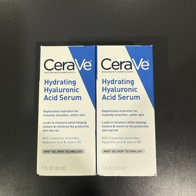 Cerave Hydrating Hyaluronic Acid Face Serum 1oz/30ml 2 pack new - 