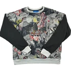 Adidas X Topshop Sweatshirt Women's Large Retro Graffiti Black Grey Cats Sweater