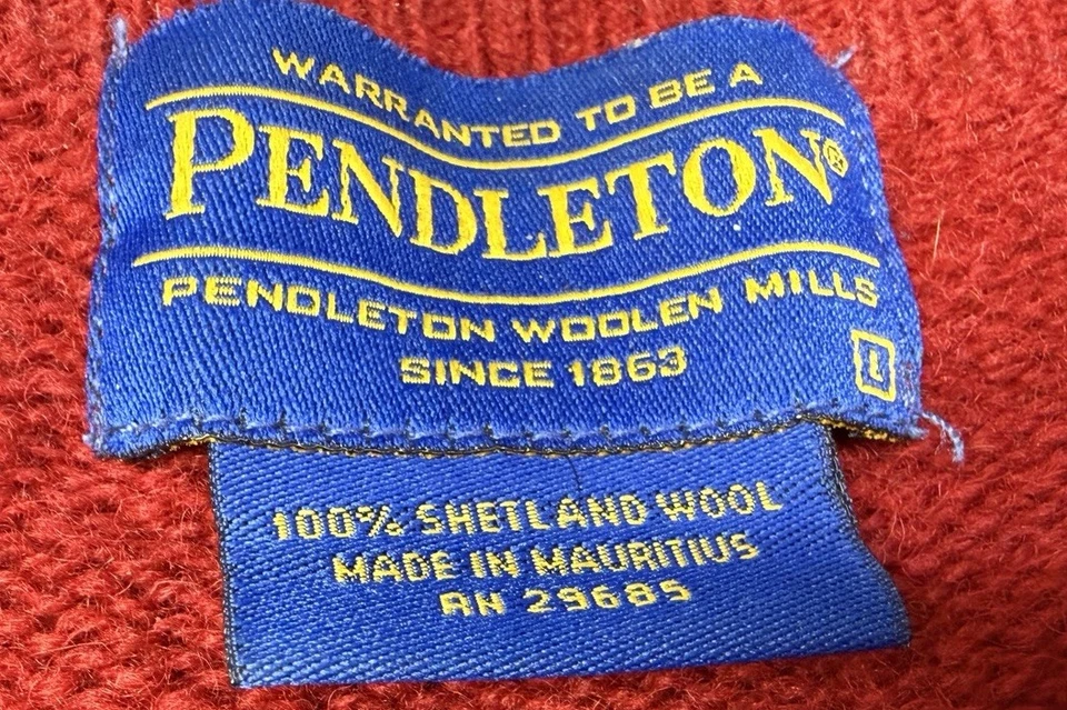 Vintage Pendleton Shetland Virgin Wool Crew Neck Sweater Sz XL Burgundy Red 3h - Image 2 of 4