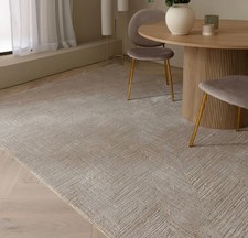 Beige Rug Plain Anders AN12 Neutral Large Area Rugs Geometric Living Room Rug