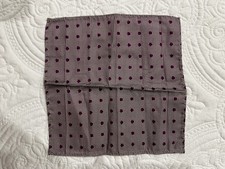 100 Silk Polkadotted Men  s Purple And White Pocket Square